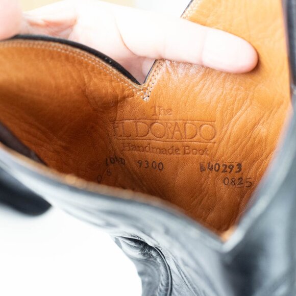 El Dorado Handmade Boot Men's Black Leather Western Cowboy Boots Size 10.5 - Picture 14 of 16